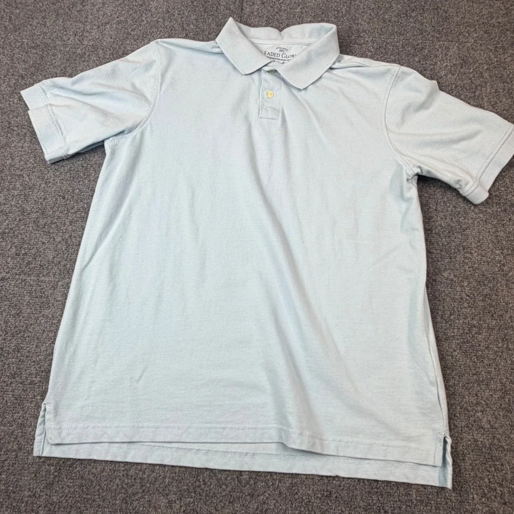 Faded Glory Mens‎ XL Light Blue Short Sleeve 100% Cotton Pique Polo Shirt